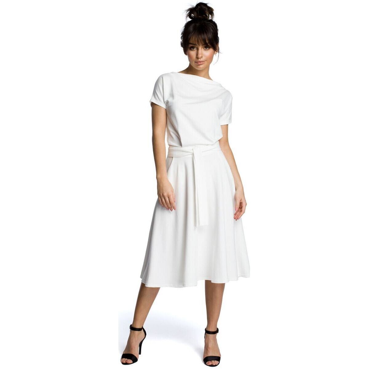 Textil Ženy Krátké šaty Bewear Dámské midi šaty Evap B067 světle šedá Šedá