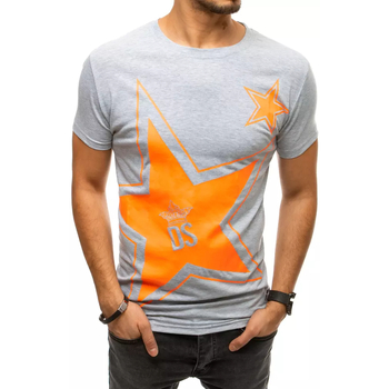 Textil Muži Trička s krátkým rukávem D Street Pánské tričko s potiskem Sayn světle šedá Šedá