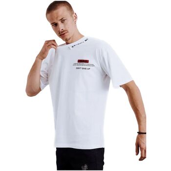 Textil Muži Trička s krátkým rukávem D Street Pánské tričko s potiskem a nášivkou Jedre bílá Bílá
