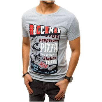 Textil Muži Trička s krátkým rukávem D Street Pánské tričko s potiskem Cone šedá Šedá