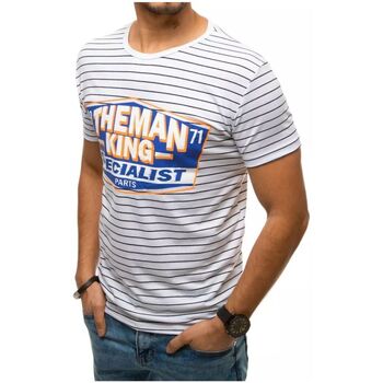 Textil Muži Trička s krátkým rukávem D Street Pánské tričko s potiskem Norberie bílá Bílá