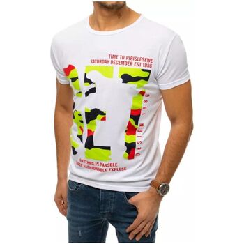 Textil Muži Trička s krátkým rukávem D Street Pánské tričko s potiskem Rubye bílá Bílá