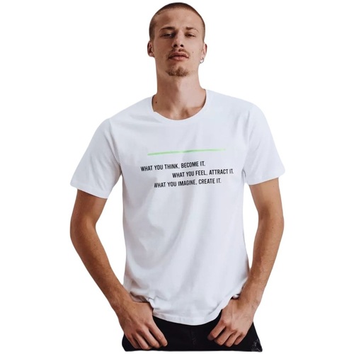 Textil Muži Trička s krátkým rukávem D Street Pánské tričko s potiskem Shautha bílá Bílá