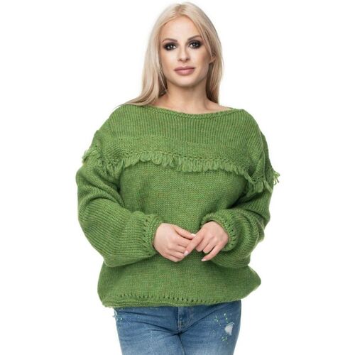 Textil Ženy Svetry Peekaboo Dámský nadýchaný svetr s třásněmi Duna zelená Zelená