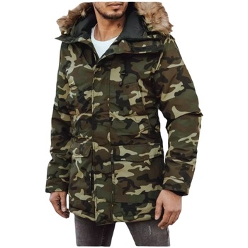 Textil Muži Prošívané bundy D Street Pánská bunda s kapucí Earth maskáčová Khaki