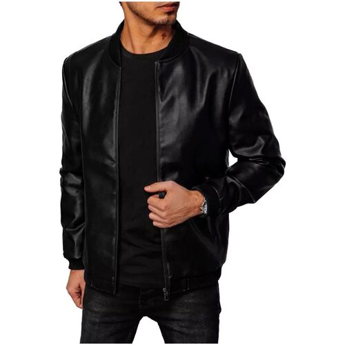 Textil Muži Prošívané bundy D Street Pánská koženková bunda Ih černá Černá