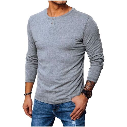 Textil Muži Trička s krátkým rukávem D Street Pánské tričko s dlouhým rukávem Uruhn světle šedá Šedá