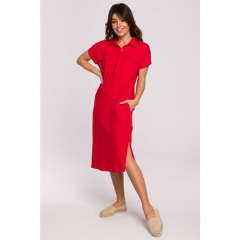 Bewear Krátké šaty Dámské midi šaty Thazron B222 červená - Červená