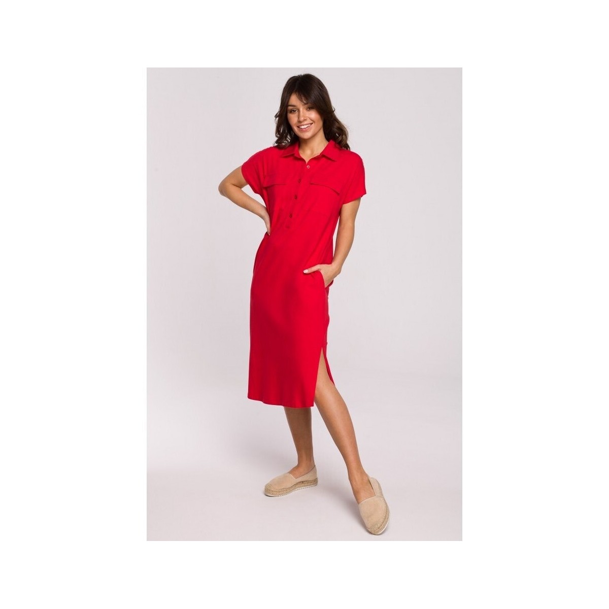 Textil Ženy Krátké šaty Bewear Dámské midi šaty Thazron B222 červená Červená