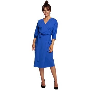 Bewear Krátké šaty Dámské midi šaty Loni B241 královsky modrá - Tmavě modrá