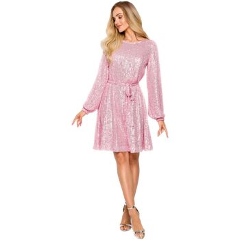 Textil Ženy Krátké šaty Made Of Emotion Dámské mini šaty Riohn M715 pudrová růžová Růžová