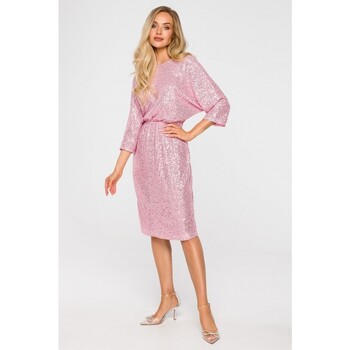 Textil Ženy Krátké šaty Made Of Emotion Dámské mini šaty Molin M716 pudrová růžová Růžová