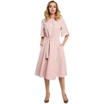 Textil Ženy Krátké šaty Made Of Emotion Dámské midi šaty Hanioh M396 pudrová růžová Růžová