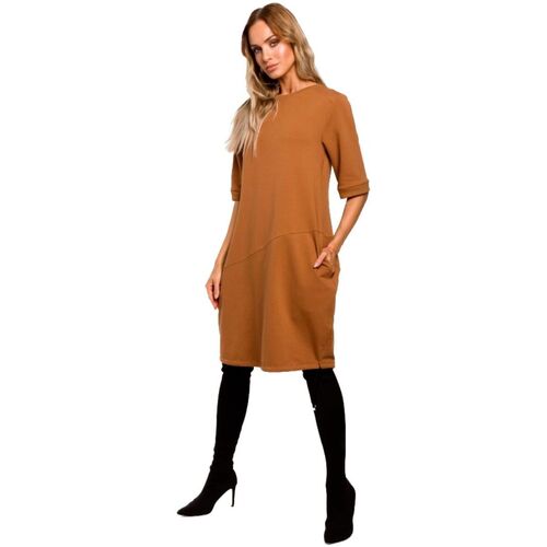Textil Ženy Krátké šaty Made Of Emotion Dámské midi šaty Sangye M451 karamelová Hnědá