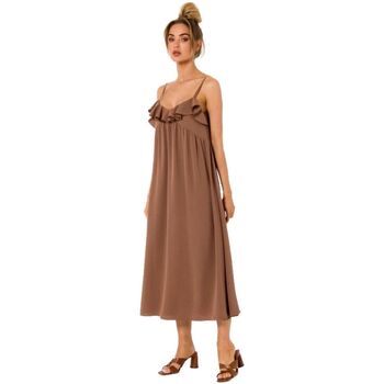 Textil Ženy Krátké šaty Made Of Emotion Dámské midi šaty Lan M743 čokoládová Hnědá