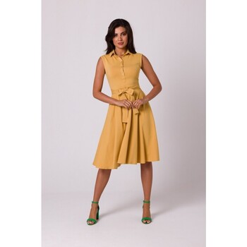 Bewear Krátké šaty Dámské midi šaty Isodamors B261 medová - Žlutá