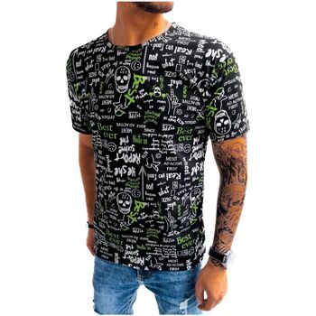Textil Muži Trička s krátkým rukávem D Street Pánské tričko s potiskem Nedos černá Černá