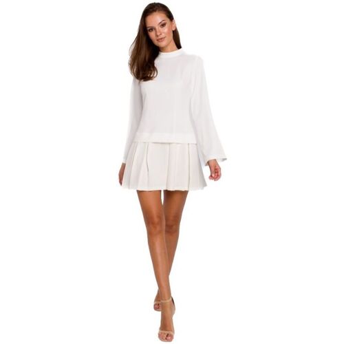 Textil Ženy Krátké šaty Makover Dámské mini šaty Sebiloena K021 ecru Bílá