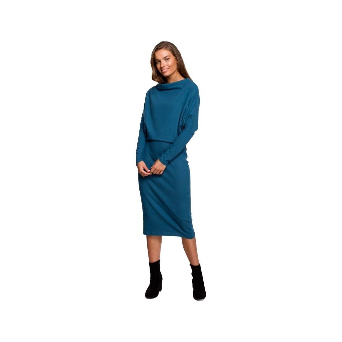 Textil Ženy Krátké šaty Stylove Dámské midi šaty Essynte S245 oceánská modř Tmavě modrá