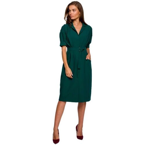 Textil Ženy Krátké šaty Stylove Dámské midi šaty Gynefach S230 tmavě zelená Zelená