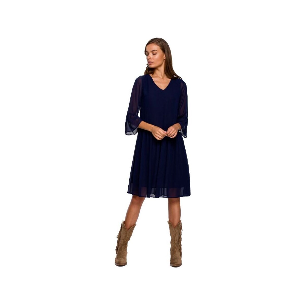 Textil Ženy Krátké šaty Stylove Dámské mini šaty Larad S236 tmavě modrá Tmavě modrá