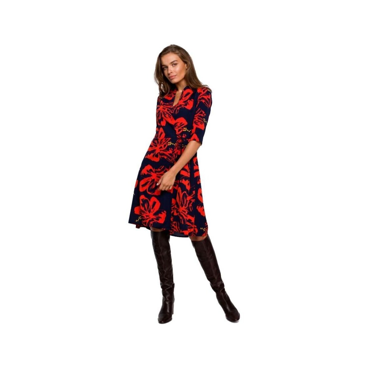 Textil Ženy Krátké šaty Stylove Dámské mini šaty Morcavach S247 černo-červená Černá/Červená