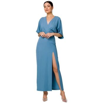 Makover Dámské maxi šaty Argagune K163 nebesky modrá Modrá