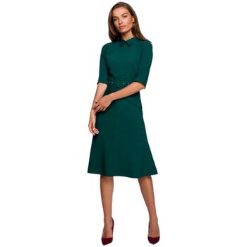 Stylove Krátké šaty Dámské midi šaty Dechtegau S231 tmavě zelená - Zelená