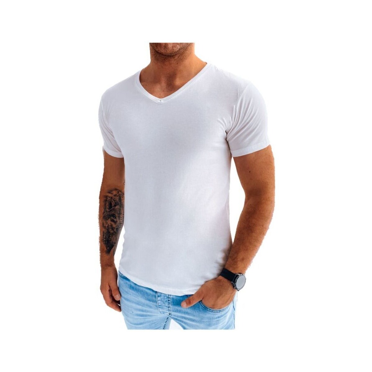 Textil Muži Trička s krátkým rukávem D Street Pánské tričko s krátkým rukávem Tomnin ecru Bílá