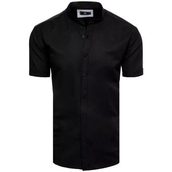 Textil Muži Košile s dlouhymi rukávy D Street Pánská košile s krátkým rukávem Raktik černá Černá