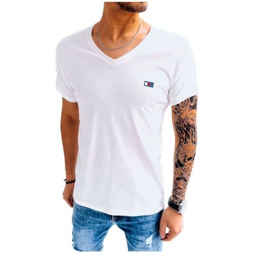 Textil Muži Trička s krátkým rukávem D Street Pánské tričko s potiskem Siluti bílá Bílá