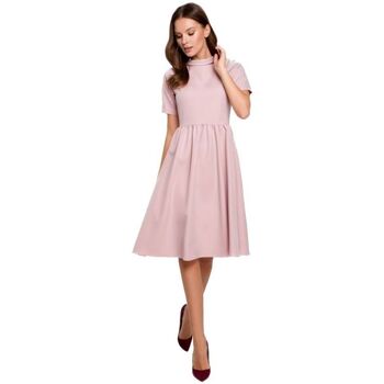 Makover Krátké šaty Dámské mini šaty Molla K028 tmavě růžová - Růžová