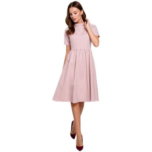 Textil Ženy Krátké šaty Makover Dámské mini šaty Molla K028 tmavě růžová Růžová
