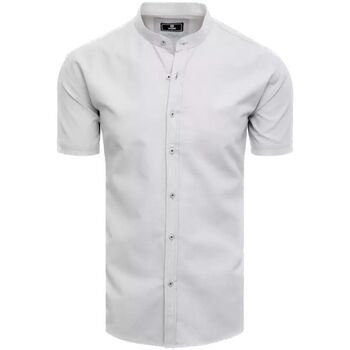 Textil Muži Košile s dlouhymi rukávy D Street Pánská košile s krátkým rukávem Reltul světle šedá Šedá