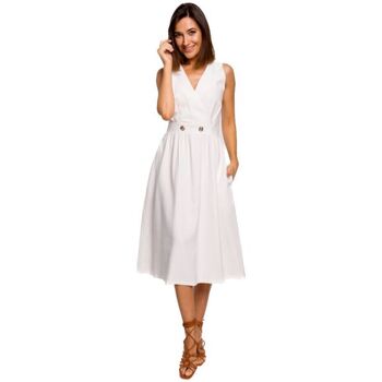 Textil Ženy Krátké šaty Stylove Dámské midi šaty Moloyde S224 ecru Bílá