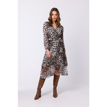 Stylove Krátké šaty Dámské midi šaty Numeak S341 leopard - ruznobarevne