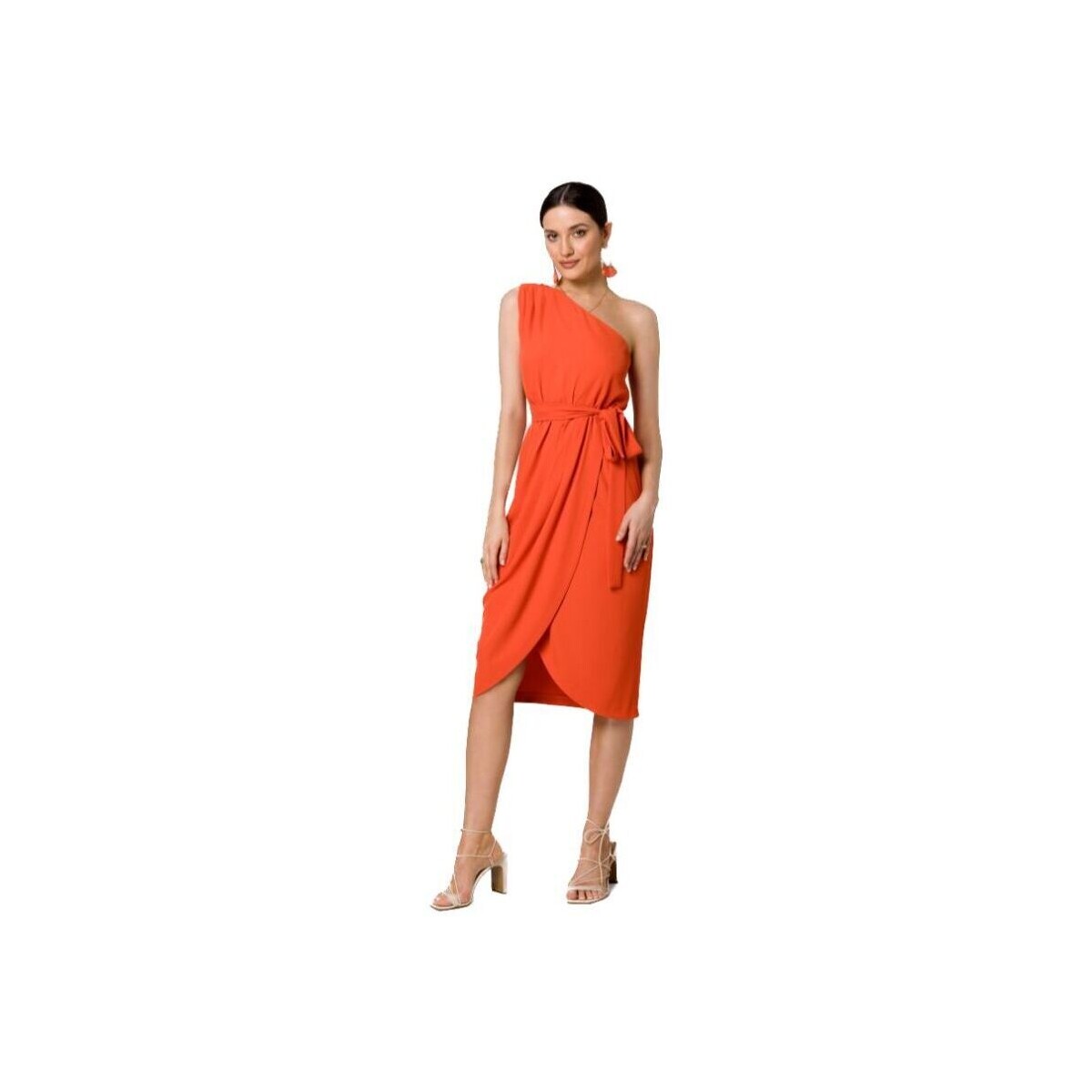 Textil Ženy Krátké šaty Makover Dámské midi šaty Lynedamor K160 korálová Oranžová
