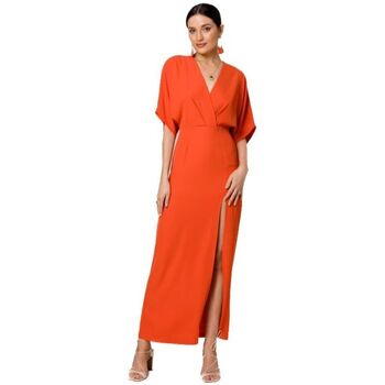 Textil Ženy Krátké šaty Makover Dámské maxi šaty Argagune K163 korálová Oranžová