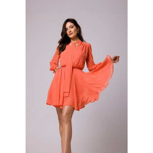 Textil Ženy Krátké šaty Makover Dámské mini šaty Mokrut K168 pomerančová Oranžová