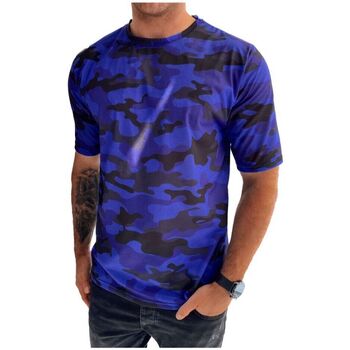 Textil Muži Trička s krátkým rukávem D Street Pánské tričko s potiskem Mutail modrá Tmavě modrá