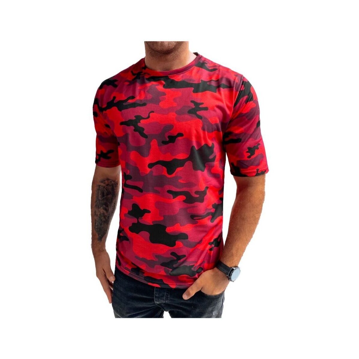 Textil Muži Trička s krátkým rukávem D Street Pánské tričko s potiskem Ralnu červená Červená