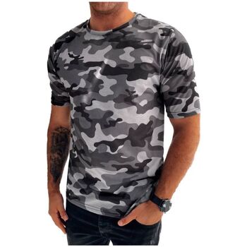 Textil Muži Trička s krátkým rukávem D Street Pánské tričko s potiskem Aruk antracitová Šedá