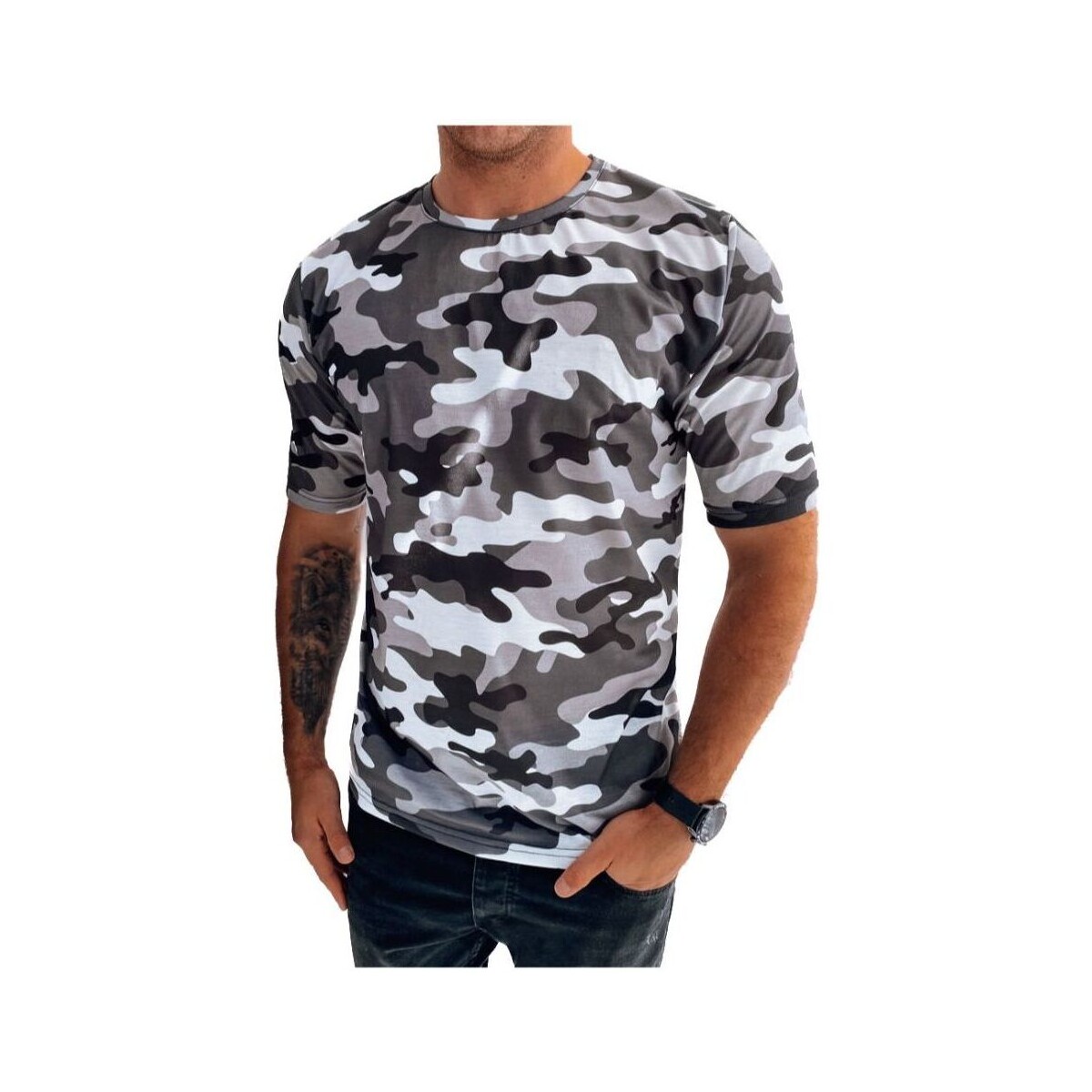 Textil Muži Trička s krátkým rukávem D Street Pánské tričko s potiskem Brirdarul šedá Šedá