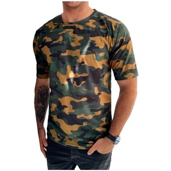 Textil Muži Trička s krátkým rukávem D Street Pánské tričko s potiskem Imetan khaki Zelená
