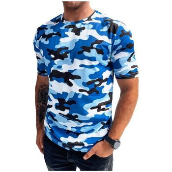 Textil Muži Trička s krátkým rukávem D Street Pánské tričko s potiskem Enak modrá Modrá