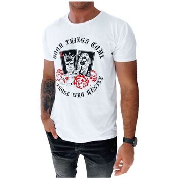 Textil Muži Trička s krátkým rukávem D Street Pánské tričko s potiskem Bralat bílá Bílá
