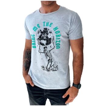 Textil Muži Trička s krátkým rukávem D Street Pánské tričko s potiskem Inimat světle šedá Šedá