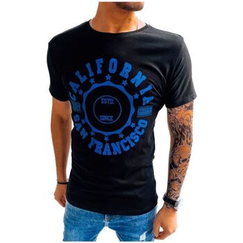 Textil Muži Trička s krátkým rukávem D Street Pánské tričko s potiskem Tujit černá Černá