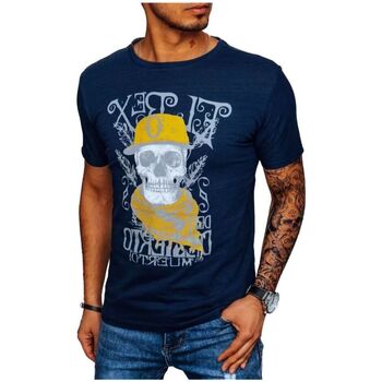 Textil Muži Trička s krátkým rukávem D Street Pánské tričko s potiskem Kulti tmavě modrá Tmavě modrá