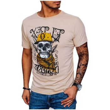 Textil Muži Trička s krátkým rukávem D Street Pánské tričko s potiskem Branjan béžová Béžová
